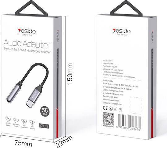 Yesido Converter USB-C male to 3.5mm female 1pcs