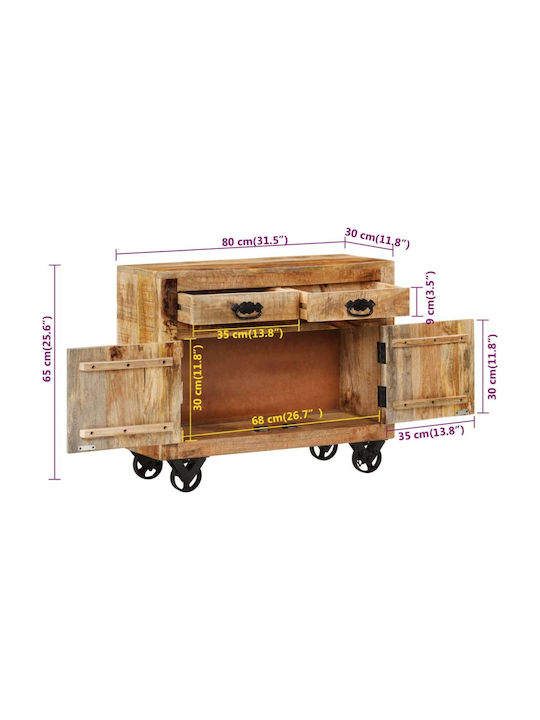 Sideboard made of Solid Wood with Drawers Brown 80x30x65cm