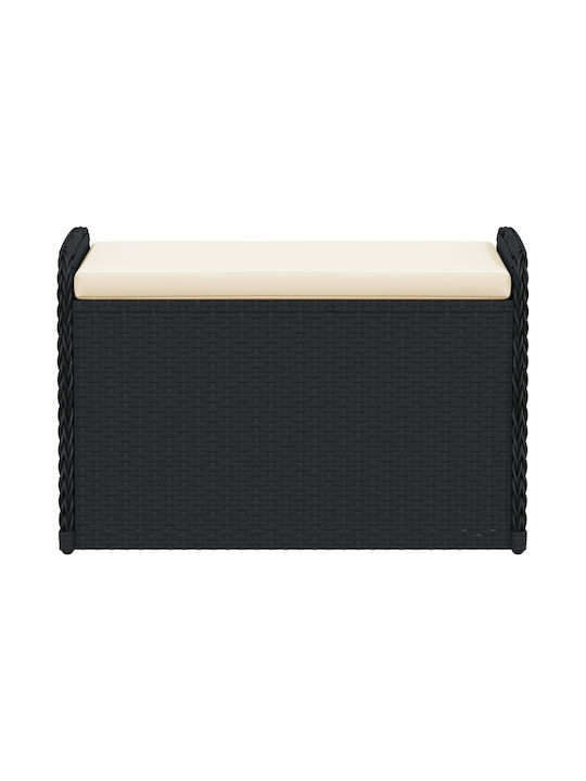 Gartenhocker Würfel Außeneinsatz Rattan mit Kissen Schwarz 80x51x52cm