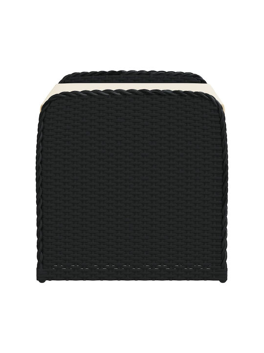 Gartenhocker Würfel Außeneinsatz Rattan mit Kissen Schwarz 80x51x52cm