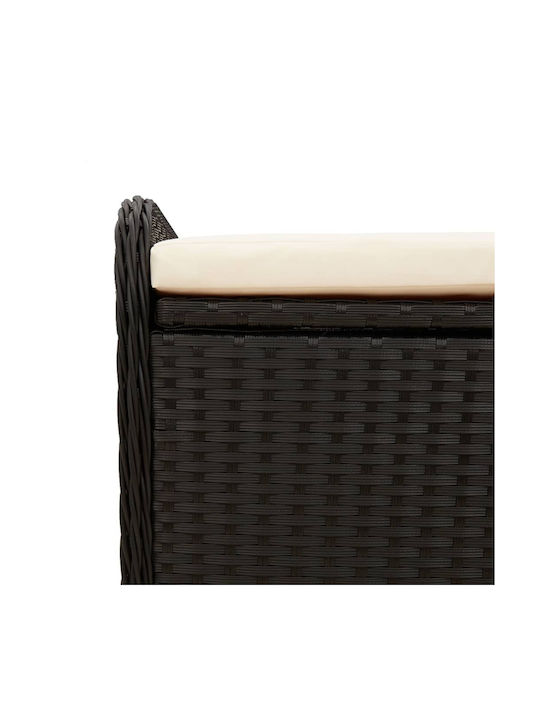 Gartenhocker Würfel Außeneinsatz Rattan mit Kissen Schwarz 80x51x52cm