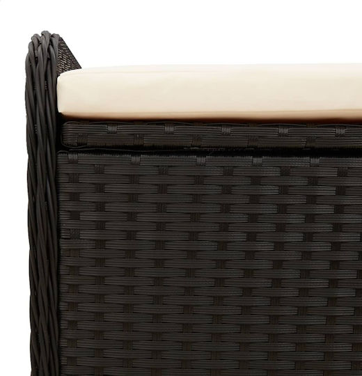Garden Cube Stool Outdoor Rattan with Black Cushion 80x51x52cm