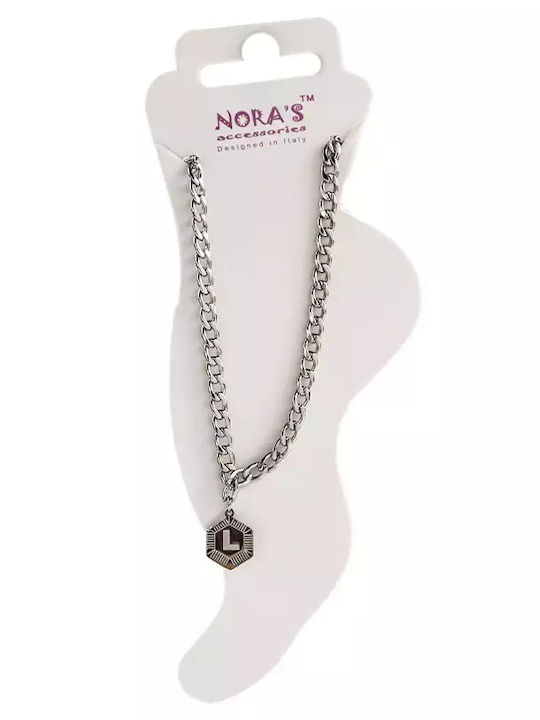 Nora's Accessories Γυναικείο Βραχιόλι Ποδιού Αλυσίδα από Ατσάλι