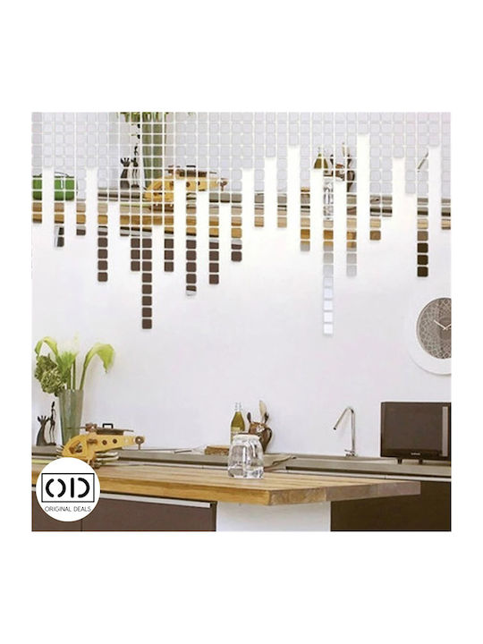 Adhesive Acrylic Mirrors For Interior Decor And Design, Set Of 100 Pieces In Square Shape, Size 4 X 4 Cm, Pvc, Original Deals