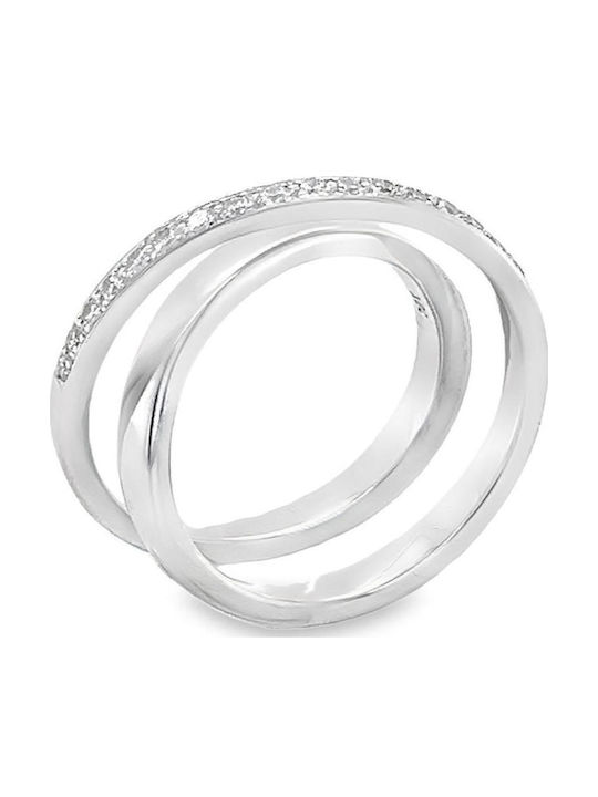 Xryseio Ring with Diamond made of White gold 18K