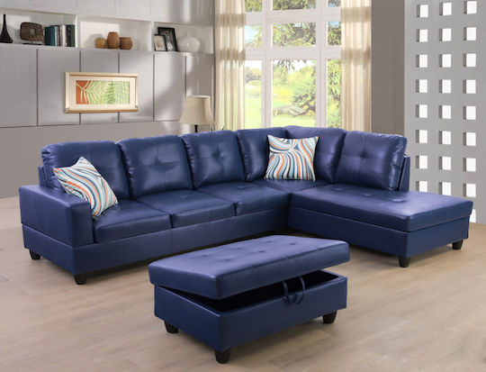 Țesătură pentru Mobilier Piele ecologică 50x138buc Navy Blue