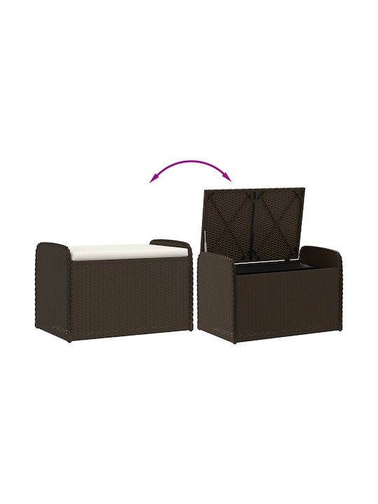 Bench Outdoor Rattan with Chest and Pillows 80x51x52cm