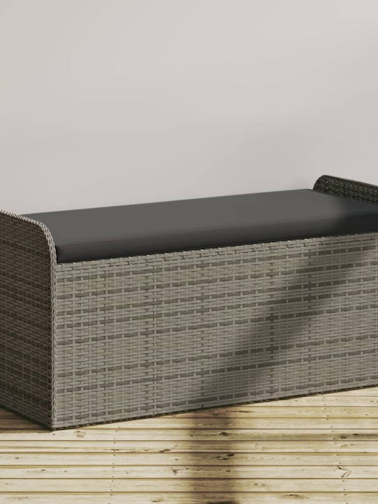 Bench Outdoor Rattan with Chest and Pillows 115x51x52cm