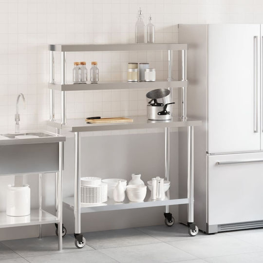 vidaXL Ανοξείδωτο Τραπέζι Μ110xΒ55xΥ150cm