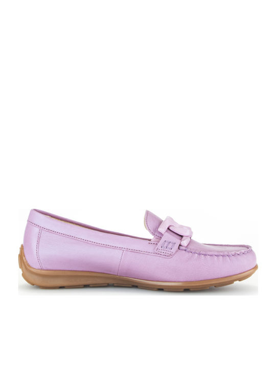 Leather Women's Loafers in Purple Color