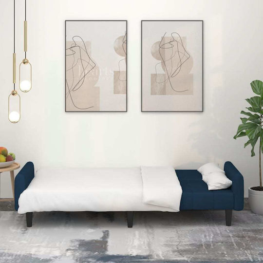 Two-Seater Couch Bed Velvet Blue 220x100x69 cm