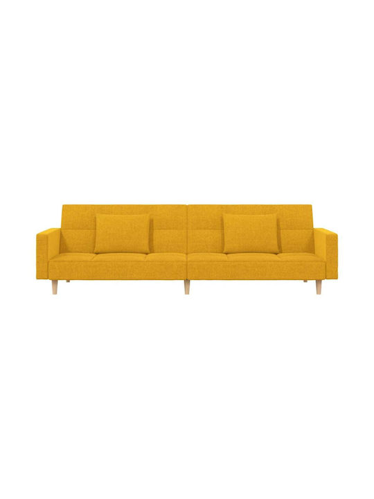 Canapea Cu Două Locuri Pat Galben Cu Perne Decorative 220x100x69cm