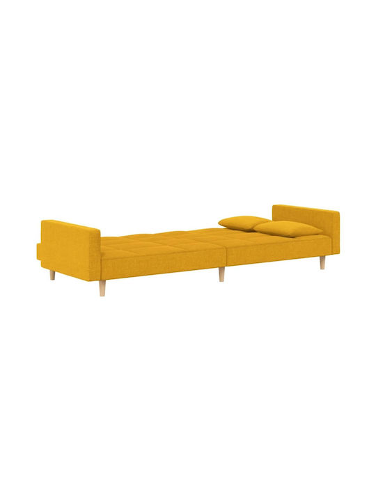 Canapea Cu Două Locuri Pat Galben Cu Perne Decorative 220x100x69cm
