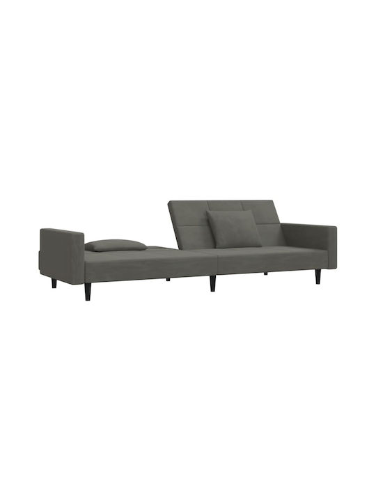 Doppelsitzer Sofa Bett Samt Dunkelgrau mit Dekokissen 220x84,5x69cm