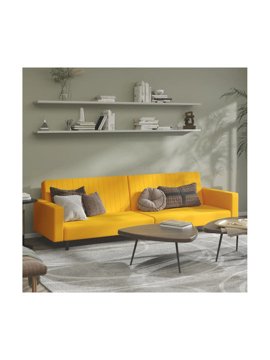 vidaXL Doppelsitzer Sofa Bett Samt Gelb 220x100x69cm