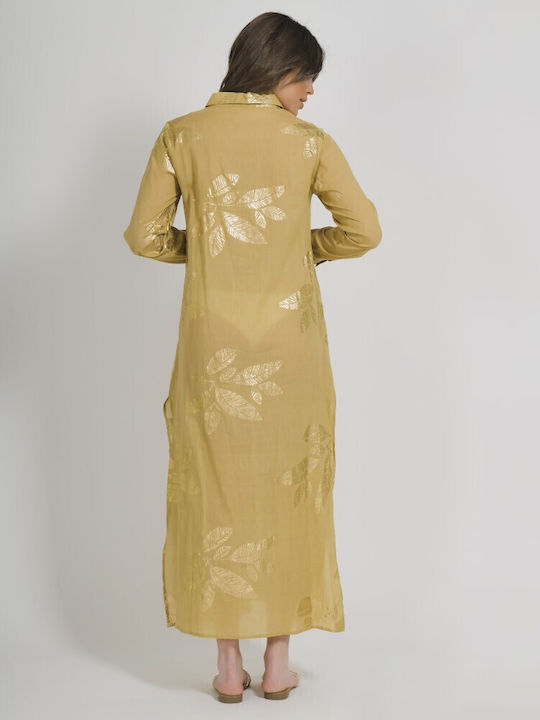 Ble Resort Collection Damen Maxi Kaftan Strand Dark beige.