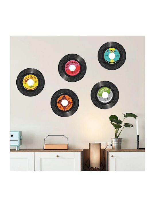 Decorative Stickers Vinyl Pick-up Records With Retro Music, Set Of 5 Pieces, 30 Cm Diameter, Sticker Adhesive, Original Deals