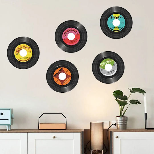 Autocolante Decorative Vinil Pick-up Discuri Cu Muzică Retro, Set De 5 Bucăți, Diametru 30 Cm, Autocolant Adeziv, Oferte Originale