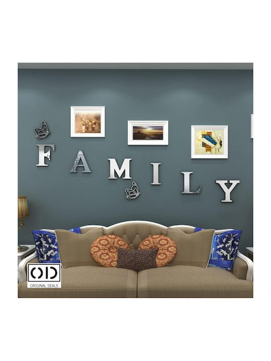 Self-adhesive Mirror For Interior Decor And Design, Family Model, Premium Acrylic Pvc, Set Of 6 Letters, Original Deals