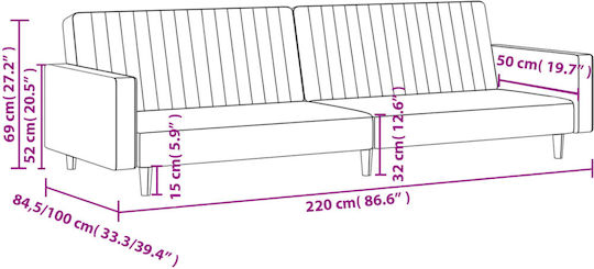 Двуместен Диван Спалня Кадифе Розов 220x100x69см.
