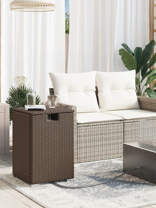 Sitting Room Outdoor Free Standing Rattan Table Natural 40x40x60cm