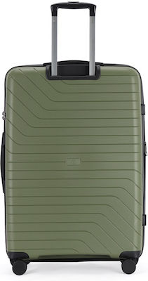 Lavor Large Travel Suitcase Hard Green with 4 Wheels Height 75cm