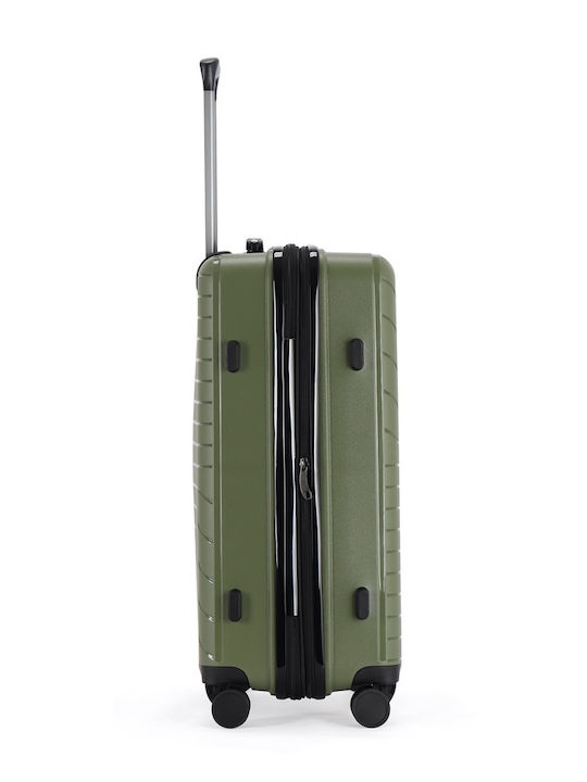 Lavor Medium Hard Green Travel Suitcase with 4 Wheels Height 66cm