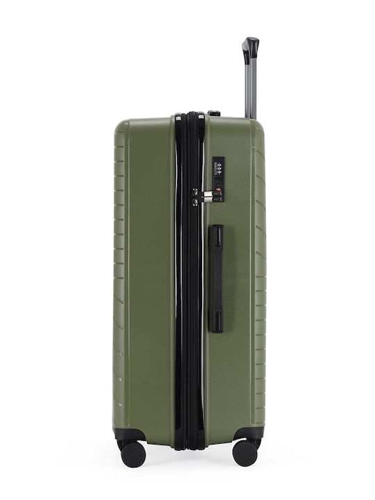 Lavor Large Hard Green Travel Suitcase with 4 Wheels Height 75cm