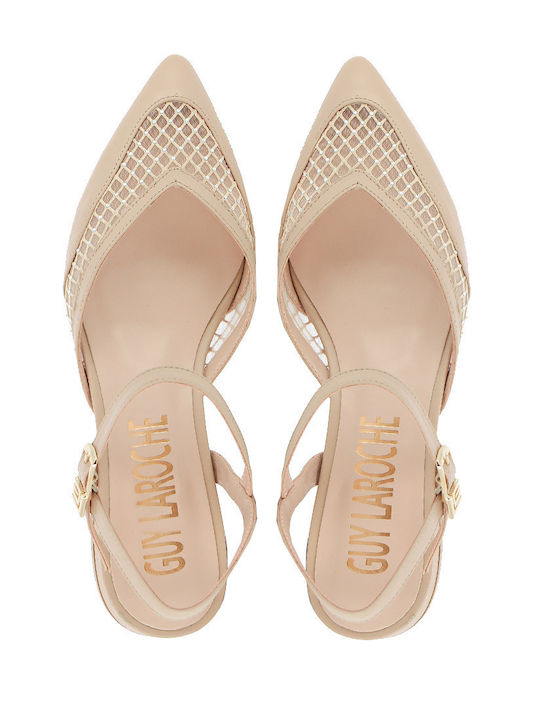 Lederne Damen Ballerinas in Beige Farbe