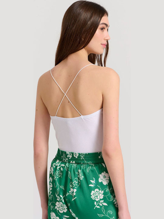 Sleeveless Bodysuit with Open Back Regular Fit White