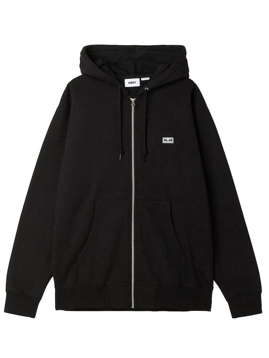 Obey Established Works Eyes Men's Sweatshirt Jacket with Hood and Pockets Black