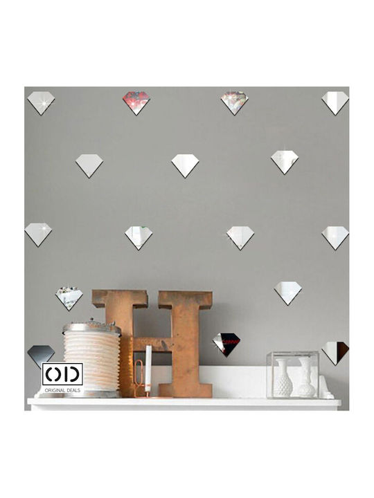 Selbstklebende Spiegel für Innendekoration und Design, Diamnat Modell, Premium-Acryl Pvc, Satz von 50 Stück, 6 X 5 X 0,1 cm, Original-Angebote