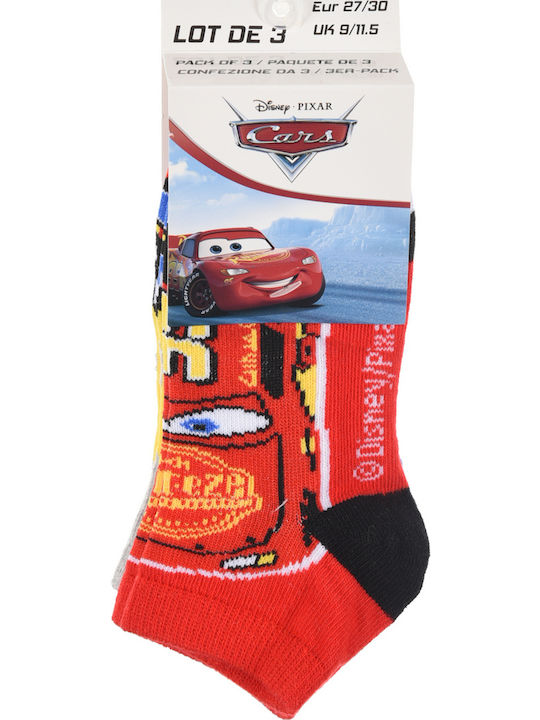 Satz von 3 Paaren Socken Kurz "Autos" Rot (rot)