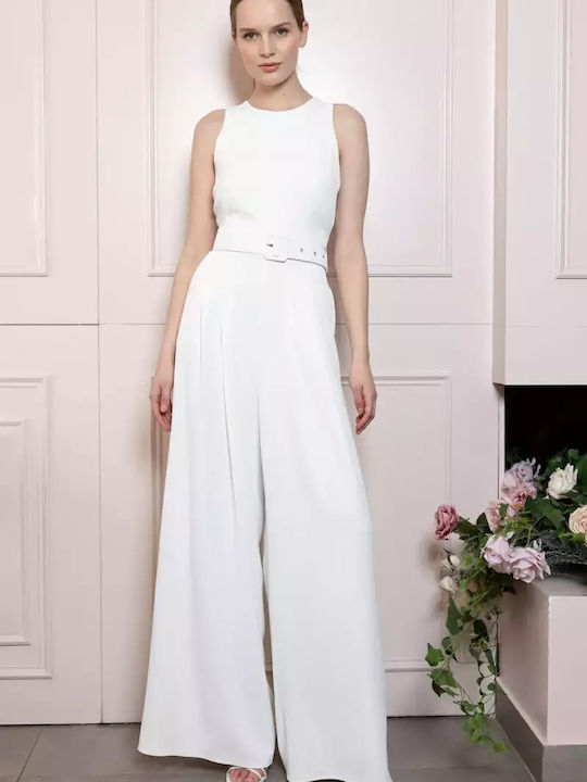 Women's Sleeveless One-piece Suit White