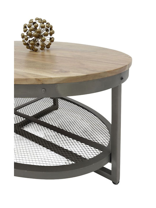 Oval Central Coffee Table Moca Made of Solid Wood Moca Natural+Metal W71xL122xH44cm
