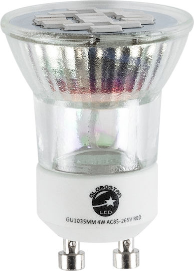GloboStar Bec LED 4W 160mm pentru Soclu GU10 și Formă MR11 Roșu 300lm