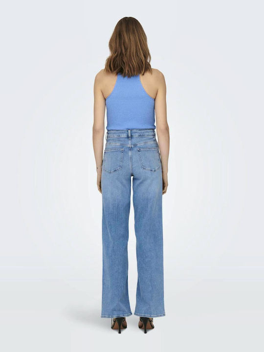 Madison Women's Jean Trousers in Wide Line Light Blue Denim