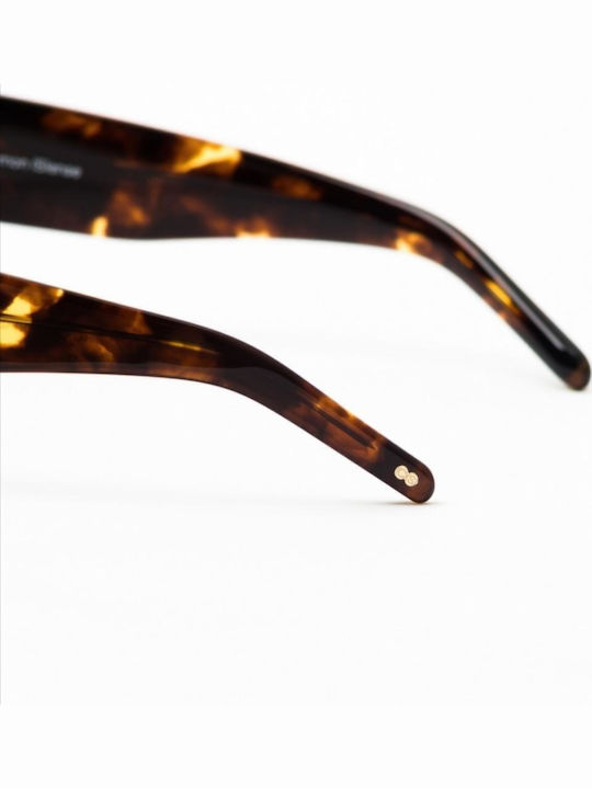 Common Sense Unisex Sunglasses with Brown Tartaruga Plastic Frame and Green Lens CS016