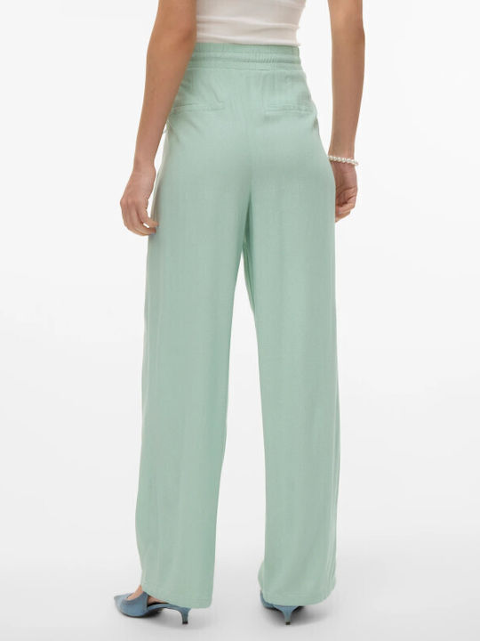 Vero Moda Women's Linen Trousers with Elastic in Regular Fit Silt Green