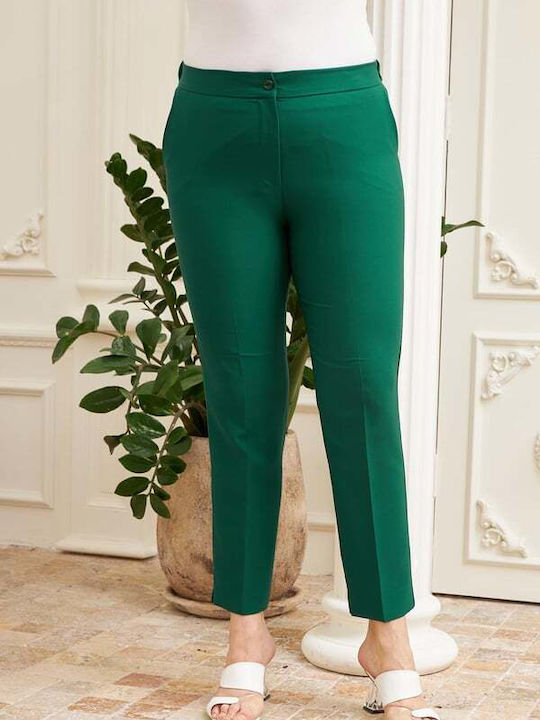 Bubble Chic Femei Tesatura Pantaloni cu Elastic GREEN