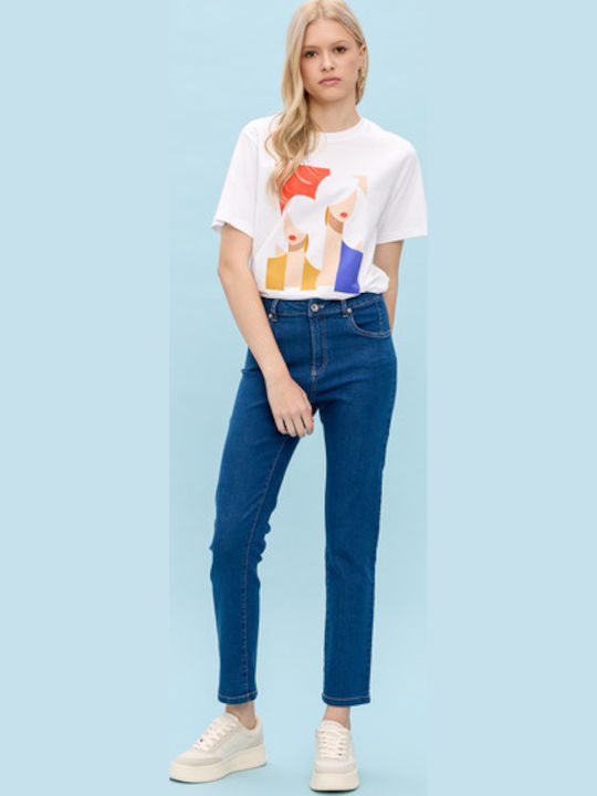 Ψηλόμεσο Γυναικείο Jean Παντελόνι Μπλε Denim