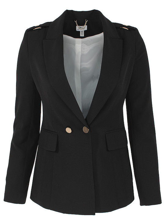 Forel Damen Mittellang Blazer Black