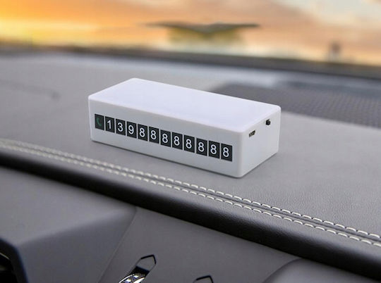 Suport pentru numere de telefon, Zola®, pentru parcare temporară, Usb, lumină LED, alb