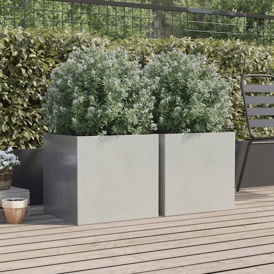 vidaXL Silber Set 2 Blumenkästen Metall Silver