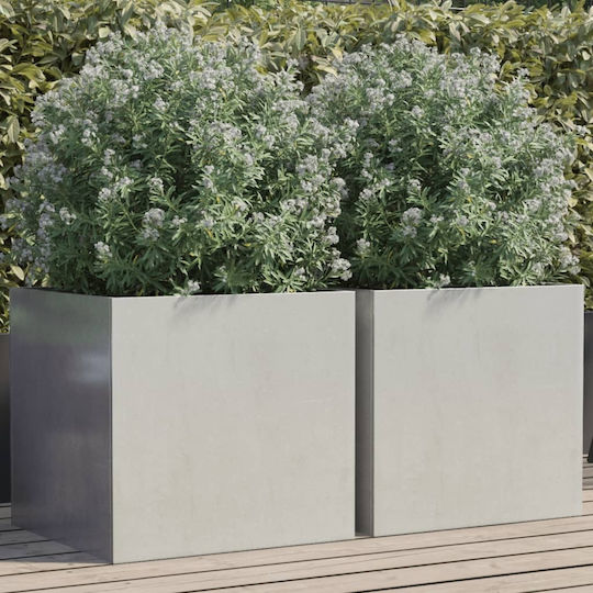 vidaXL Silber Set 2 Blumenkästen Metall Silver