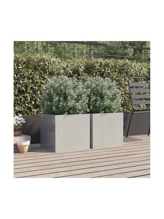 vidaXL Silver Set 2 Planters Metal Silver