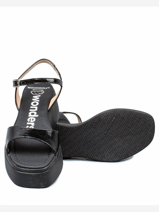 Women's Leather Platform Shoes Black
