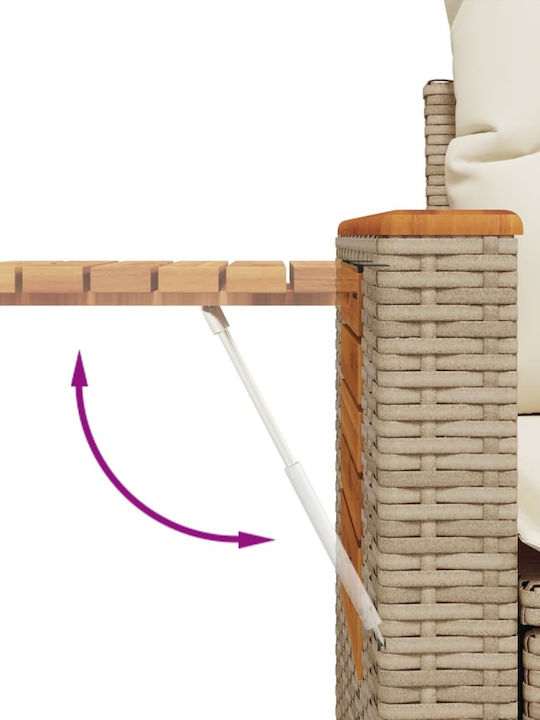 Corner Sofa Outdoor Rattan with Chest and Pillows 55x55x69cm