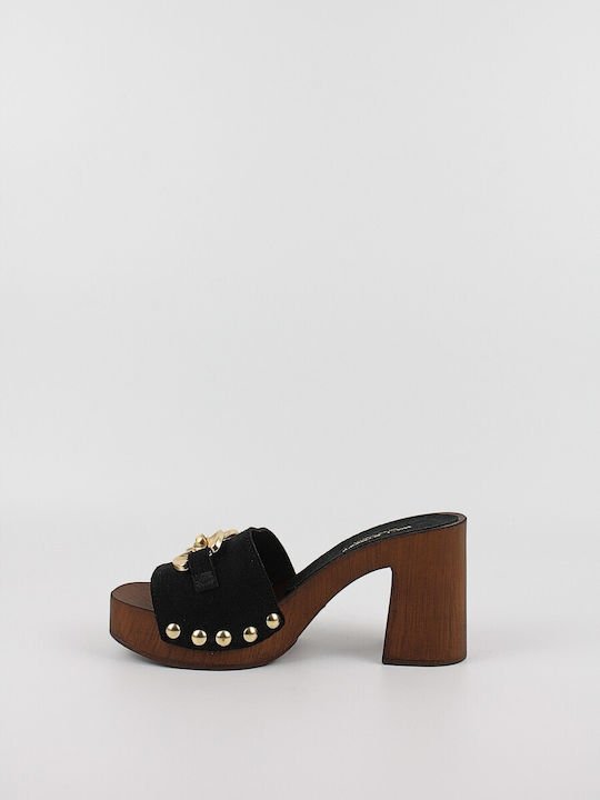 Wall Street Heel Mules Black