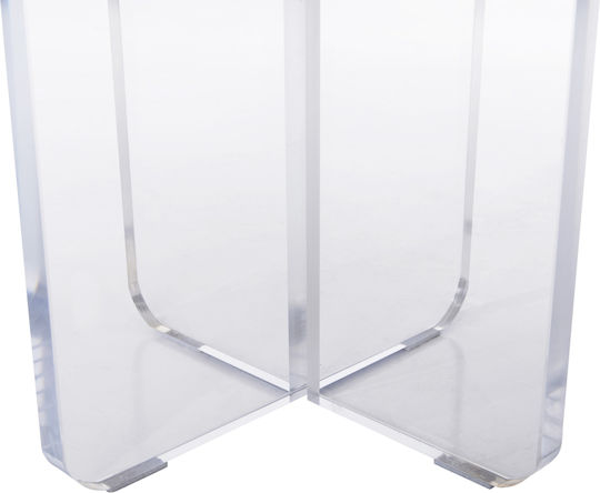 Round Side Table Acrylon Glass White M40xL40xH41cm